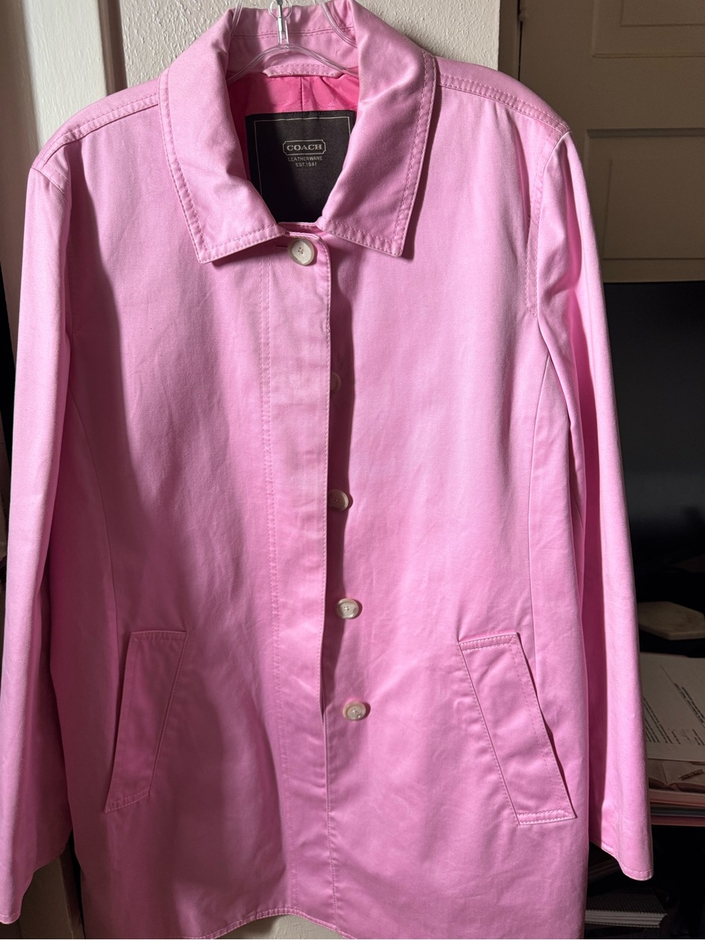 Trench Coach Women's Pink Button-Front Jacket